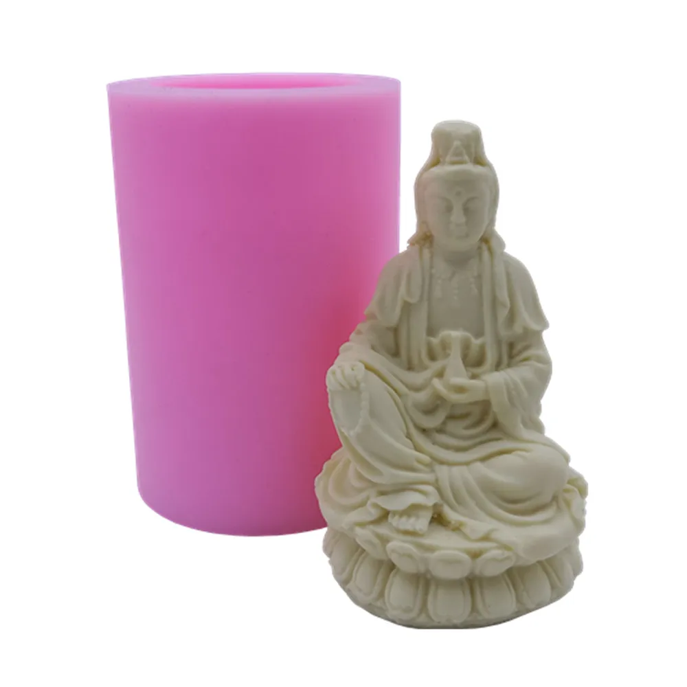 Chinese Bodhisattva Buddha Silicone Candle Mould ,Avalokitesvara Silicone Mold for Candles,resin craft,plaster,concrete