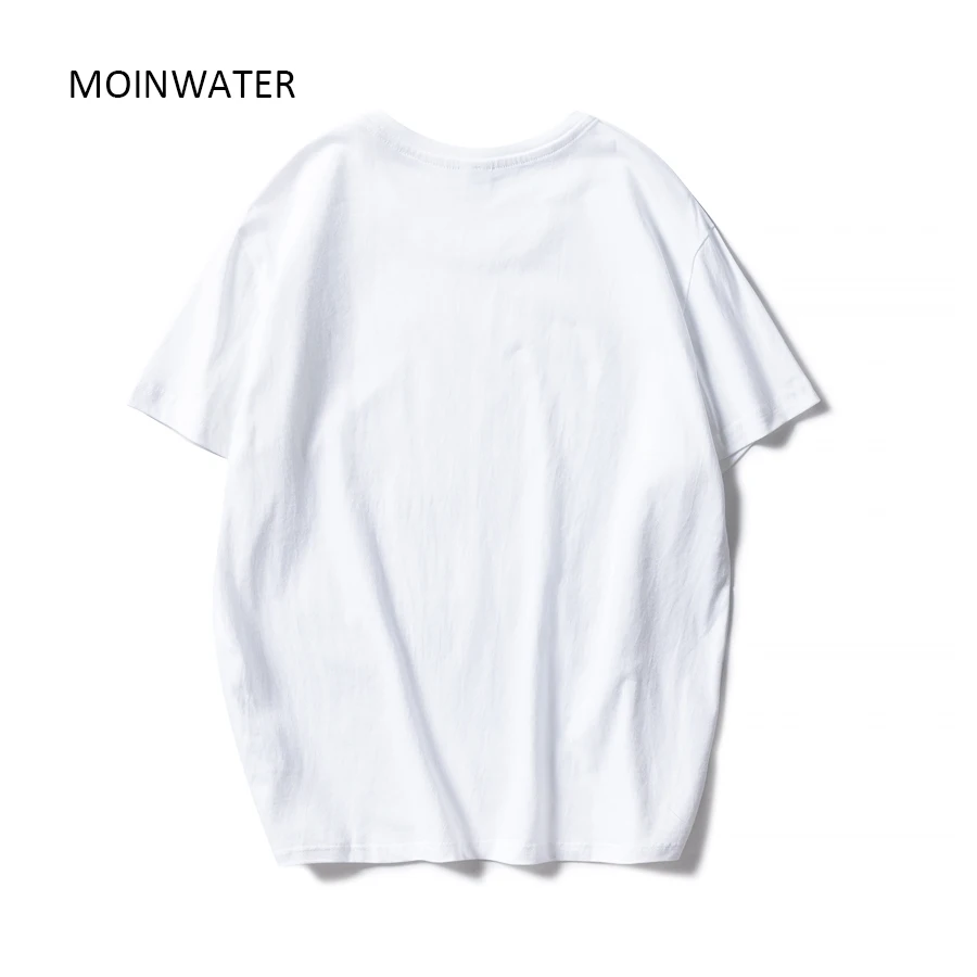 MOINWATER New Women Black White Tshirts Lady Solid Cotton Tees Short Sleeve T shirts Female Summer Tops for Woman MT1901