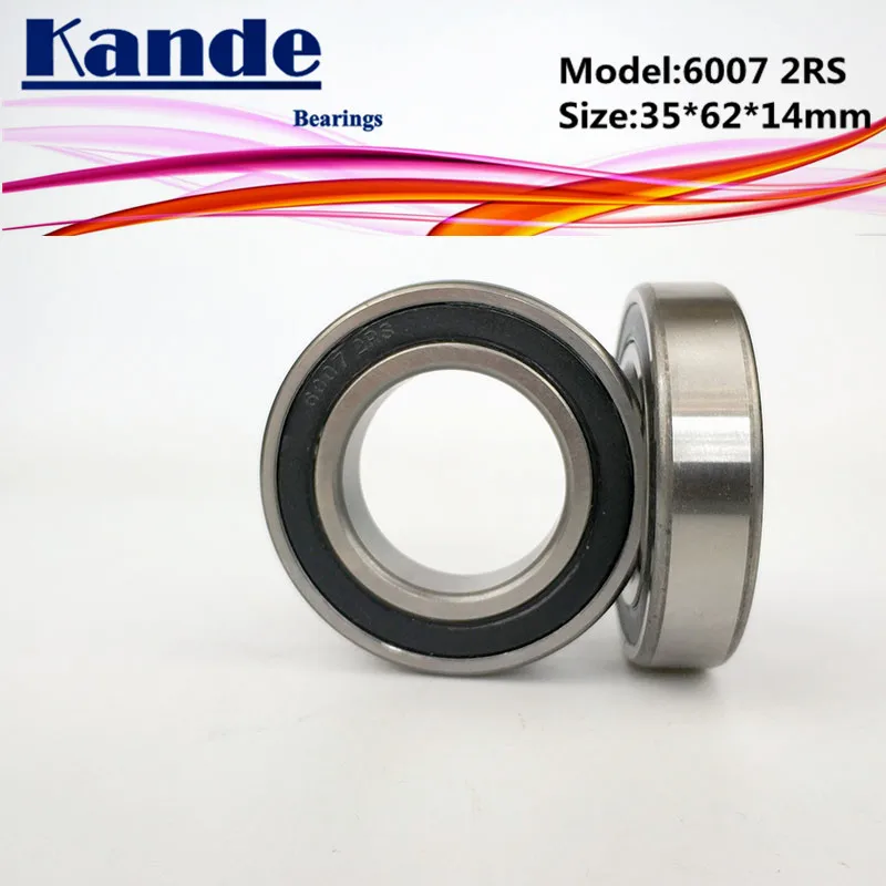 6007RS Bearing 2pcs ABEC-5 High quality 6007 2RS Single Row Deep Groove ball bearing 6007-2RS 35x62x14 mm