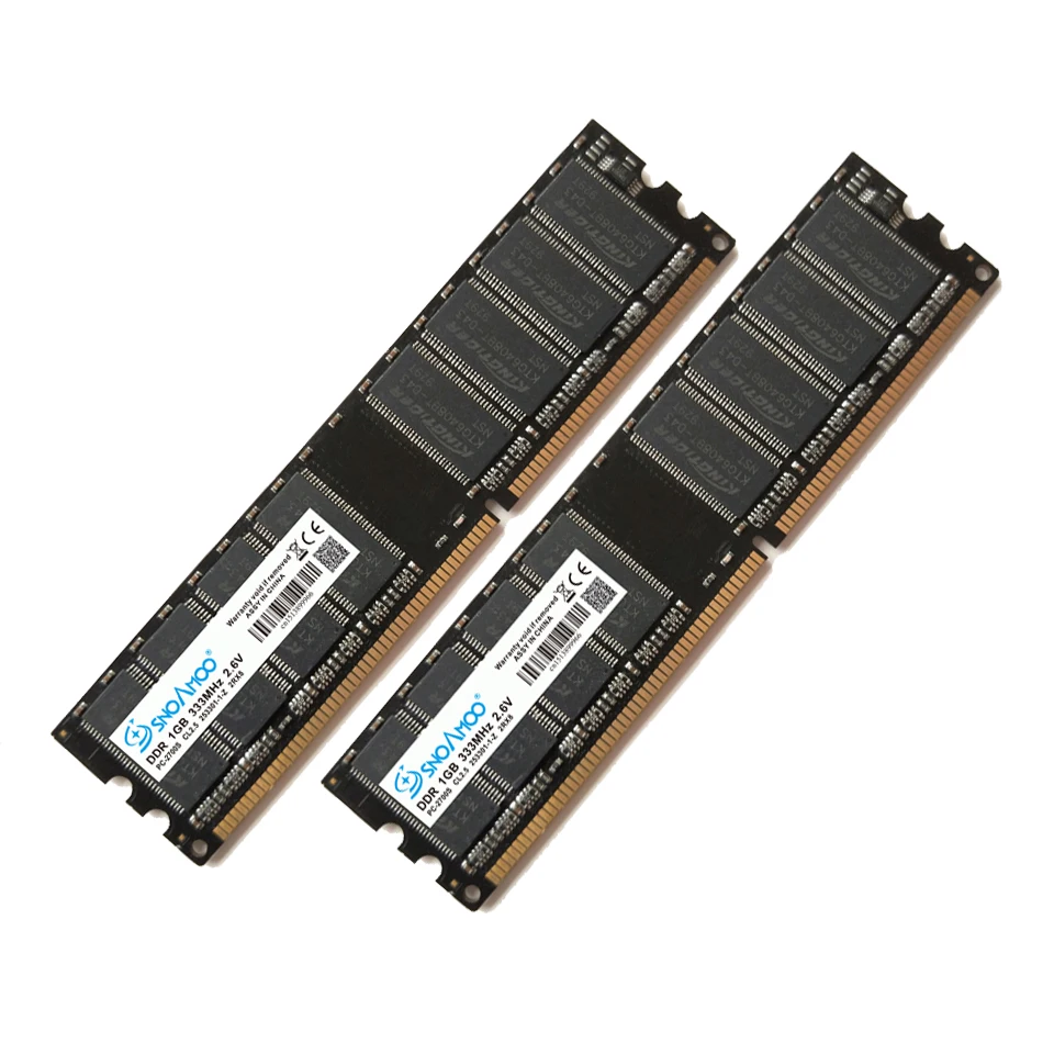 SNOAMOO DDR 2 шт. x1гб 400 МГц PC3200 184PIN CL3 ОЗУ, Высококачественная память для настольного ПК, DIMM пожизненная Гарантия