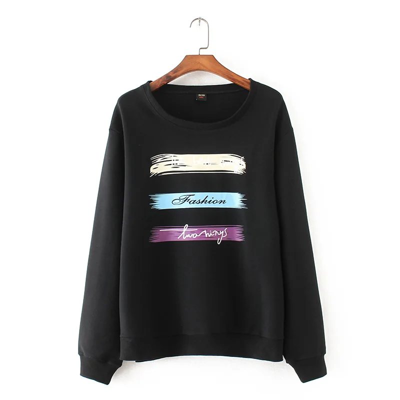 2019 Autumn And Winter Large Size Women Hoody Sweatshirt Elastic Color Strip Letter Printing Sports Women Sweatshirt Winter Top