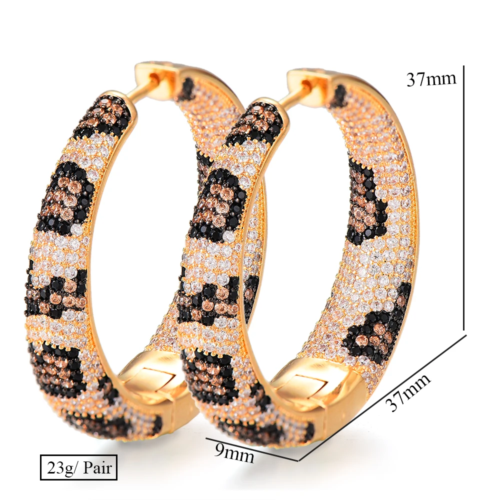 GODKI Luxury Leopard Statement Big Hoop Earrings For Women Wedding Cubic Zircon CZ DUBAI Bridal Round Circle Hoop Earring 2019