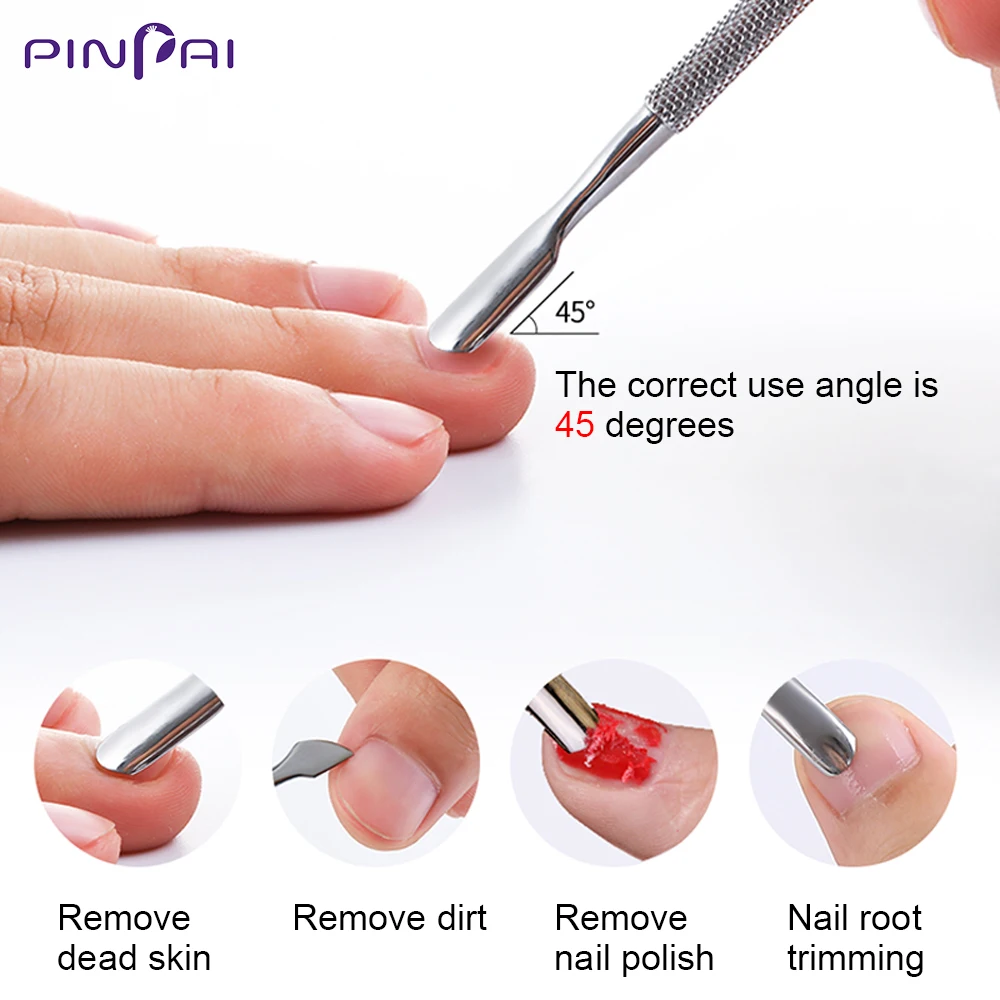 In acciaio inox Nail Art Double Sided spingi cuticole Finger Dead Skin Cut smalto per unghie rimuovi Manicure Pedicure strumenti per la cura delle unghie