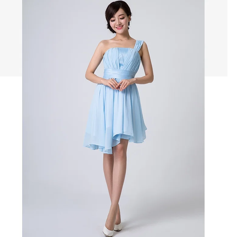 In Stock Summer Chiffon Blue Pink Short Bridesmaid Dresses For Wedding Party Prom Robe Graduation Gown Sweet Memory SW1810