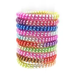 10 PCS Thin Colorful Telephone Wire Elastic Hair Bands Rope Gum Hair Ring Spiral Rubber Bands Hair Accessories For Women Girl