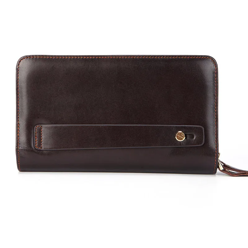 Portefeuille en cuir pour hommes, pochette en cuir véritable, sac Long pour téléphone, porte-monnaie grande taille, pratique, porte-cartes, sac