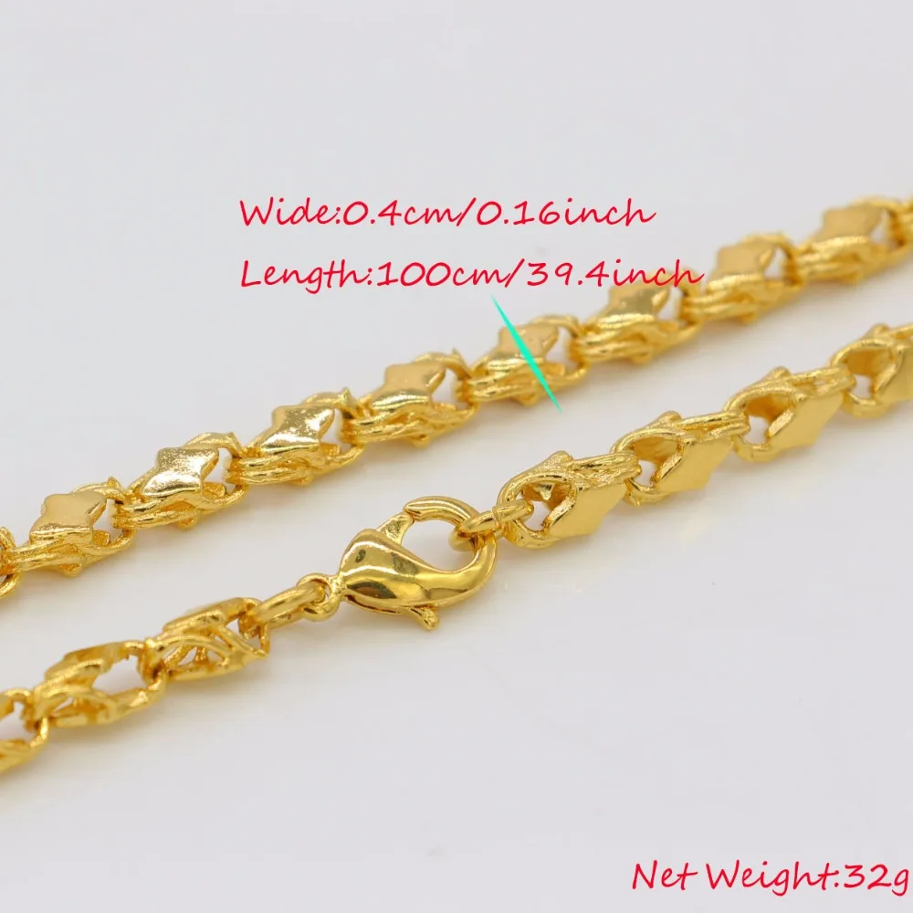 Adixyn Length 100cm Width 4mm Link Chain Necklaces Men Women Gold Color/Copper Africa Eritrea Chunky Chain/Dubai/Arab Items