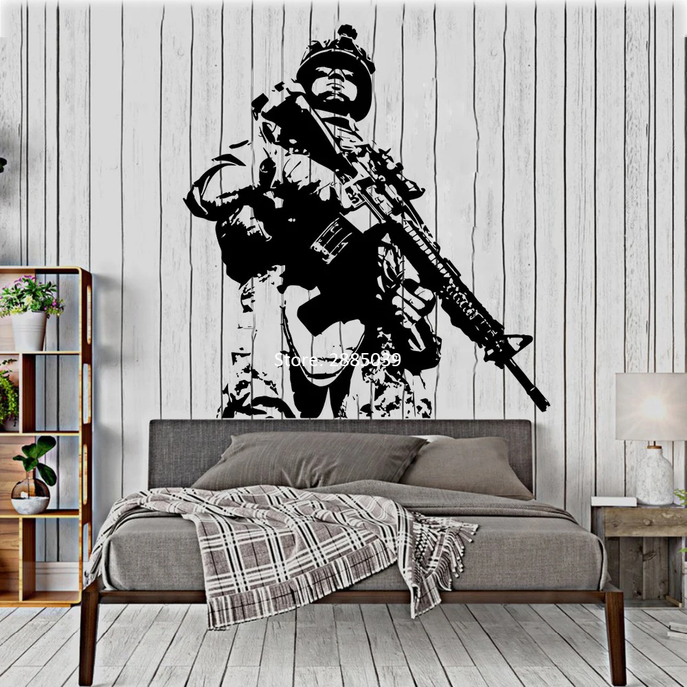 Hot Selling US Soldier Murals Art Wall Vinyl Decor Wall Stickers Marine Army Military Guaranteed Top Quality Wall Decals LC1056