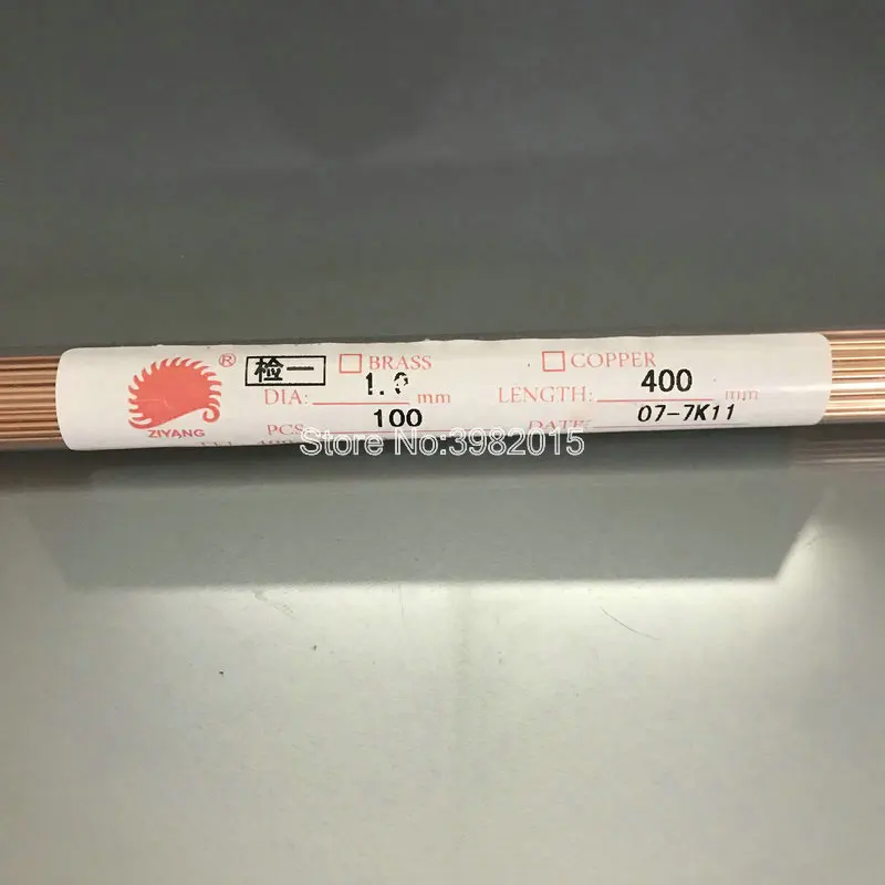 Tubo dell'elettrodo di rame foro singolo 1.0*400mm ID0.3mm per foratrice WEDM