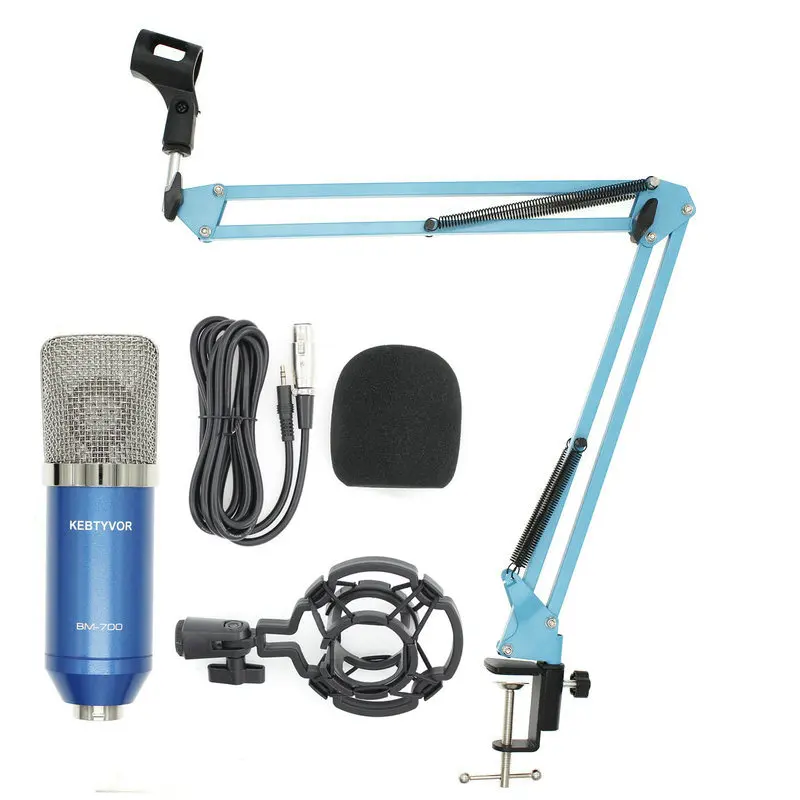 

BM-700 Professional Studio Broadcasting Recording Condenser Microphone & Adjustable Microphone Suspension Scissor Arm Stand