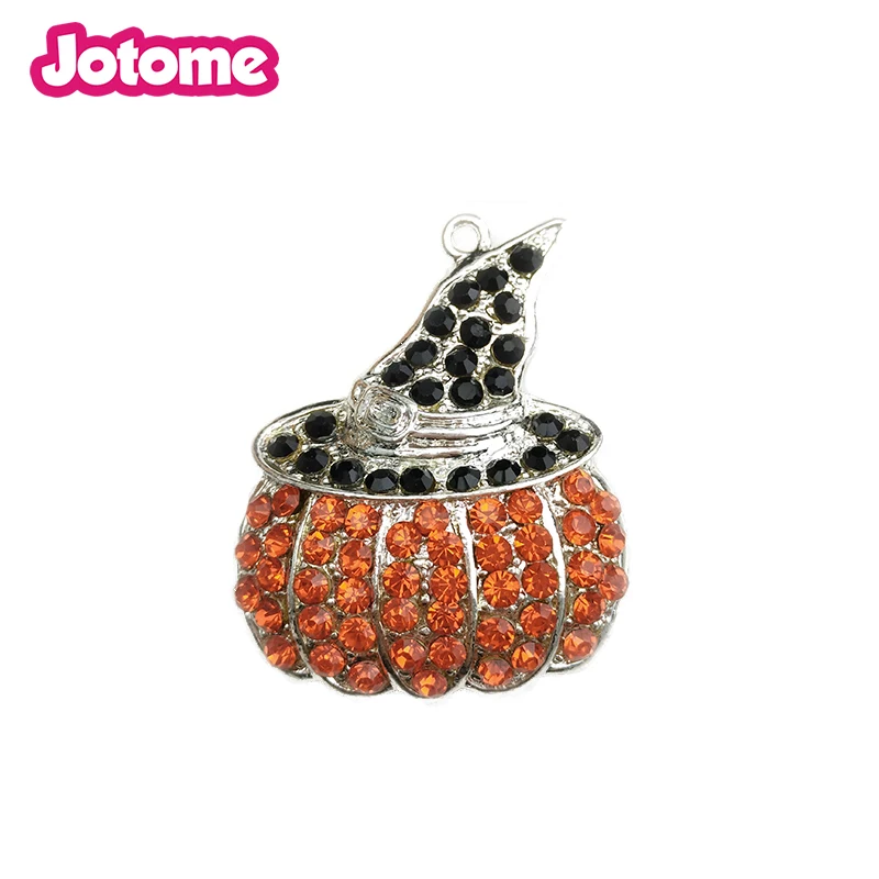 Free shipping Halloween PUMPKIN Hat Rhinestone Charm Pendant