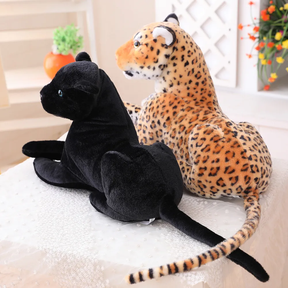 Juguete de peluche de pantera negra para niños, animales de peluche realistas, leopardo realista, muñeca suave, regalo