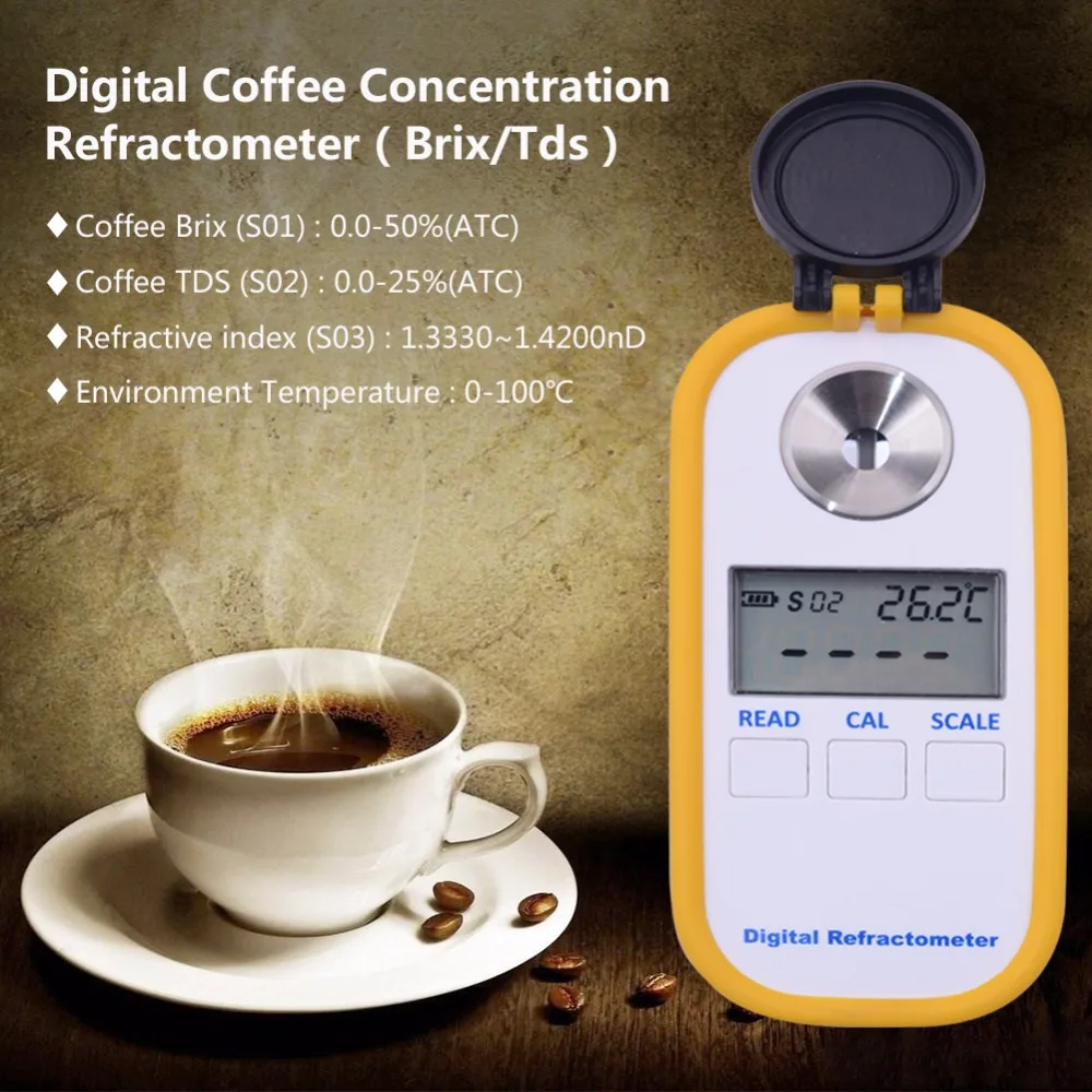 Brix-Réfractomcirculation électronique portable numérique, compteur de sucre de café, concentration de 0 à 50%, TDS