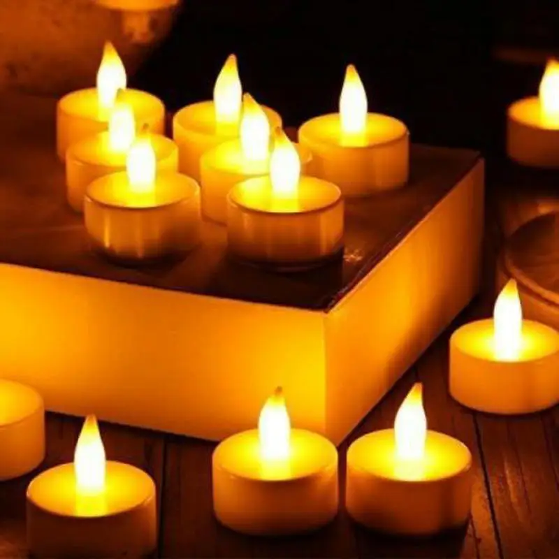 Set di 12 candele elettriche TeaLight senza fiamma ricaricabili a LED votive Waxless safe Warm Home Wedding Church Bar Table decor-ambra