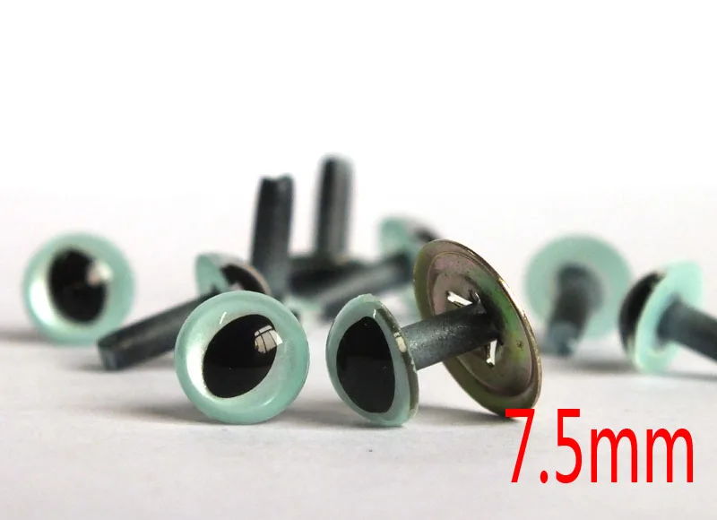 7.5mm Silver Gray Safety cats eyes with locking metal washers for DIY Doll