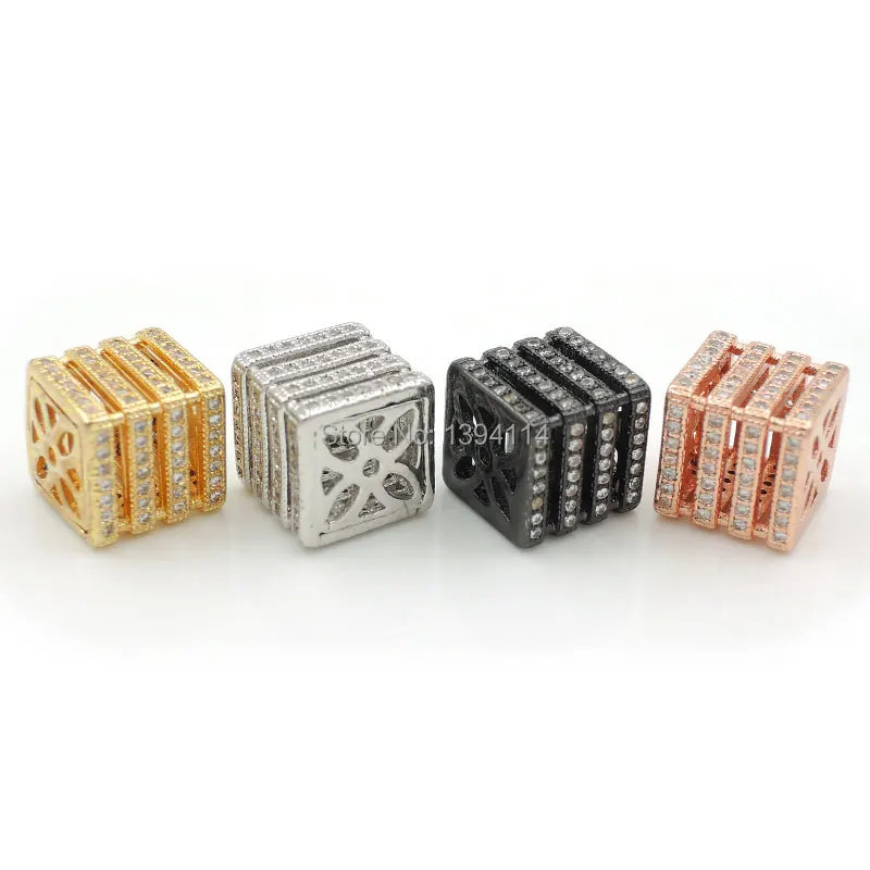 

10*10*10mm Micro Pave Clear CZ Square Of Grid Beads Fit For Making DIY Bracelets Or Necklaces Jewelry