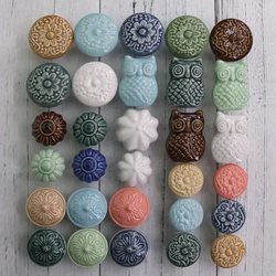 1x Multi Designed Ceramic Cabinet Drawer Knobs Colorful Cupboard Door Knobs Dressser Wardrobe Pull Handle Home Decor