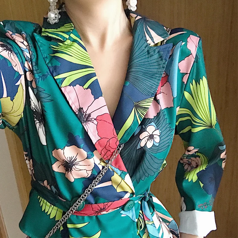 Women\'s Floral Print Blazer and Pants Set, Long Sleeve Blazer, Tops, New, Z028