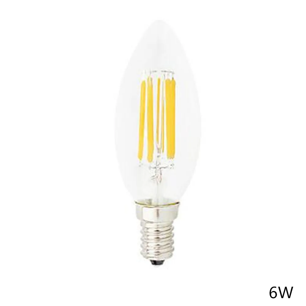 Lâmpada conduzida da vela do filamento, luz do candelabro, Edison retro antigo, estilo do vintage, branco frio, morno, E14, CA 220V, C35, 2W, 4W, 6W, 10Pcs