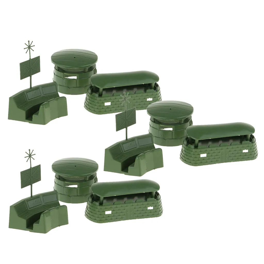 Big Bunkers Radar Models Toy, Soldiers Action Figures, Army Men Acessórios, Cenas de Guerra, Pretend Play Brinquedos para Crianças, 9Pcs