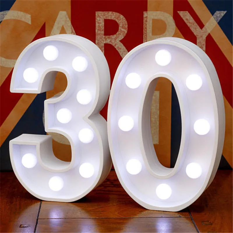 Chicinlife 2Pcs 18/30/40 Numbers LED String Night Light Birthday Party Standing Hanging Adult Party Anniversary Decor Supplies