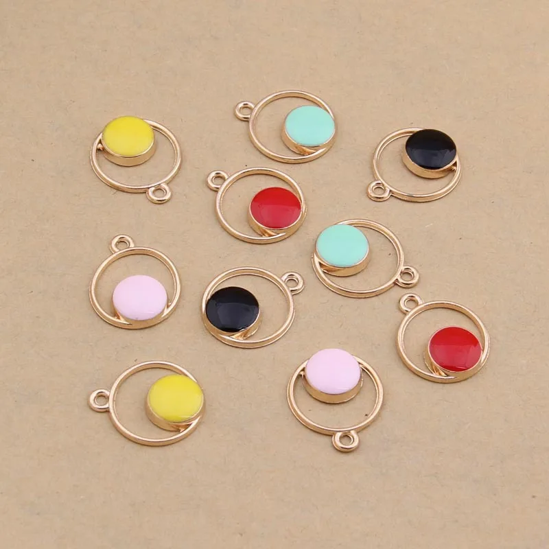 100pcs 21*17mm Simple shape dot Drop oil earring alloy jewelry small pendant Simple DIY jewelry accessories