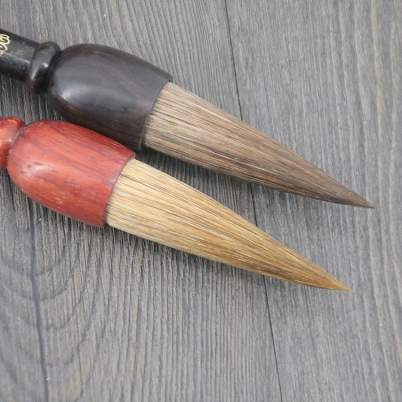 

Chinese Traditional Calligraphy Hopper-shaped Brush Pen Weasel Cow Hair Brush Red Sandalwood Inscription Writing Couplet Brush