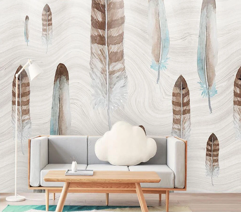 

Decorative wallpaper Modern abstract retro feather art background wall painting