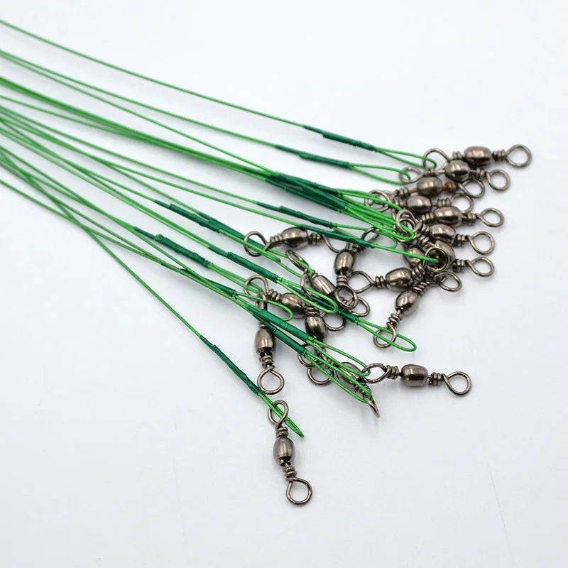 20 pcs/lot Stainless Steel Wire Leader 15cm/21cm/30cm Fishing Line Leash With Swivel Snap Fishing Tackle Lure Fishing B228