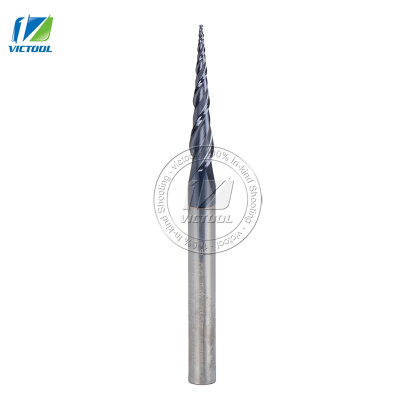 2pcs/lot R0.25*D4*20.5*50L*2F Tungsten solid carbide Coated Taper Ball Nose End Mills,taper and cone Bit wood