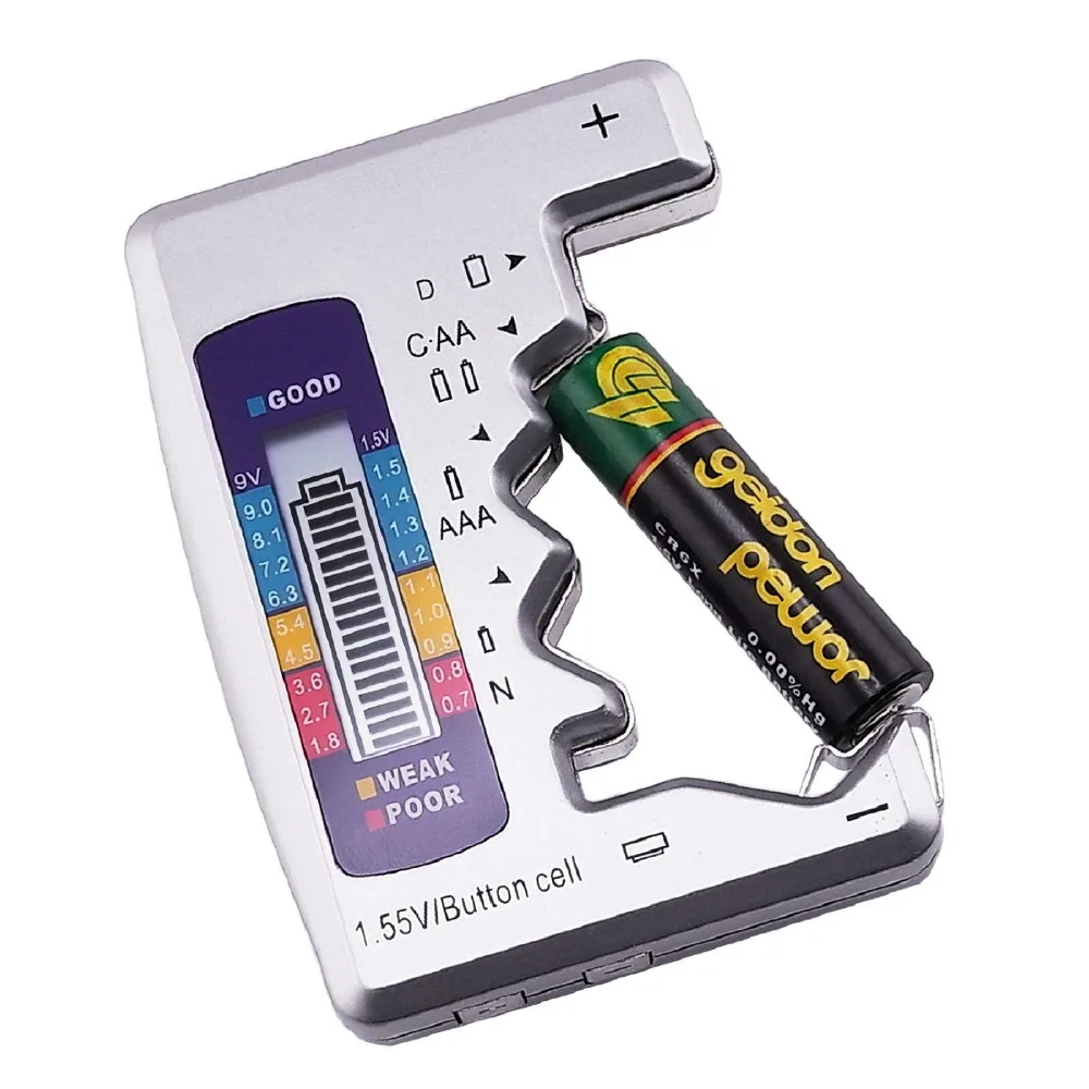 Universal Tri-color LCD Bar Graph Display Battery Tester Checker Batteries C D N AA AAA 9V 1.5V