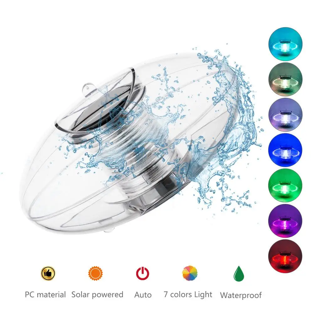 Solar LED Water Floating Ball Lamp Automatic 7 Colors Changing LED Outdoor Pool Night Light for Pond Garden Fountain Decoration