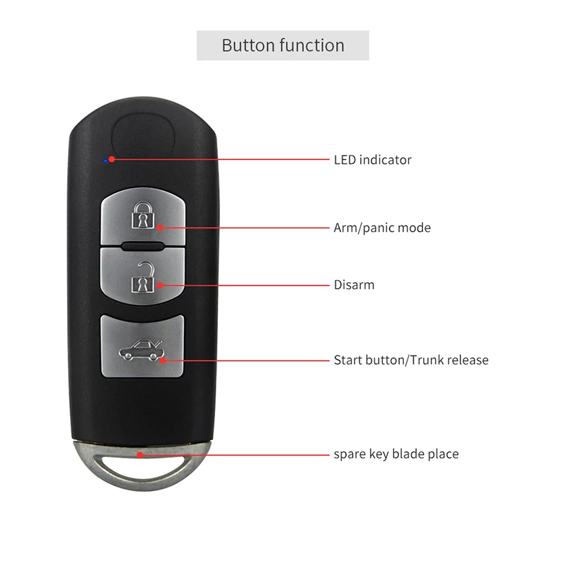 EASYGUARD PKE car alarm system remote central lock system start stop button keyless go rolling code remote starter shock sensor