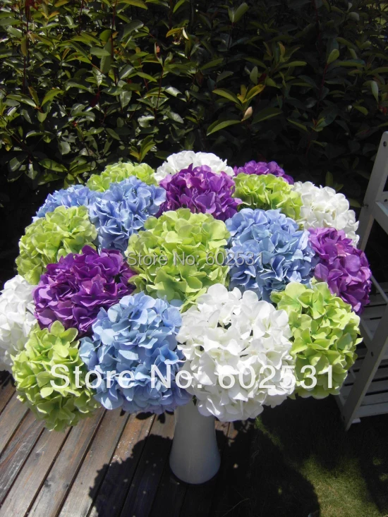 SPR 5pc/lot Free shipping Artificial The single leaf hydrangea palace  ball Wedding Bouquet Artificial Flowers 4Colors Available