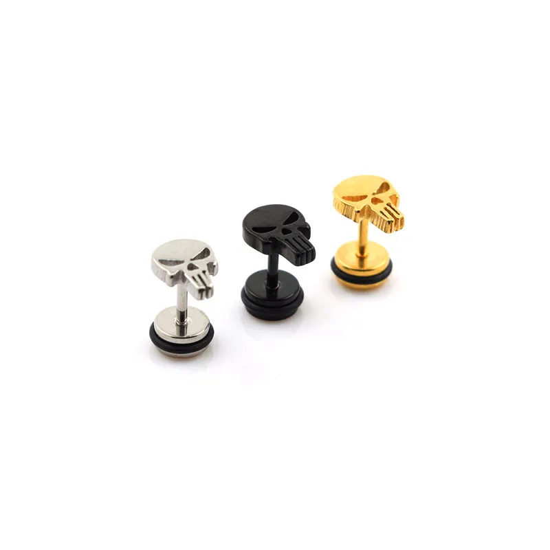 free shipping silver ear piercing 30pcs 1.2*6*6/(7*10)mm surgical Stainless Steel mustache skull laser cut fake plug