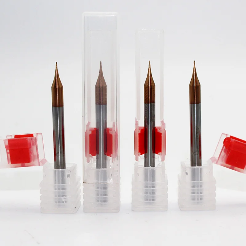 Fresadora CNC de carburo de tungsteno, micromolino de 0,2mm, 0,3mm, 0,4mm, 0,5mm a 0,8mm, 0,9mm