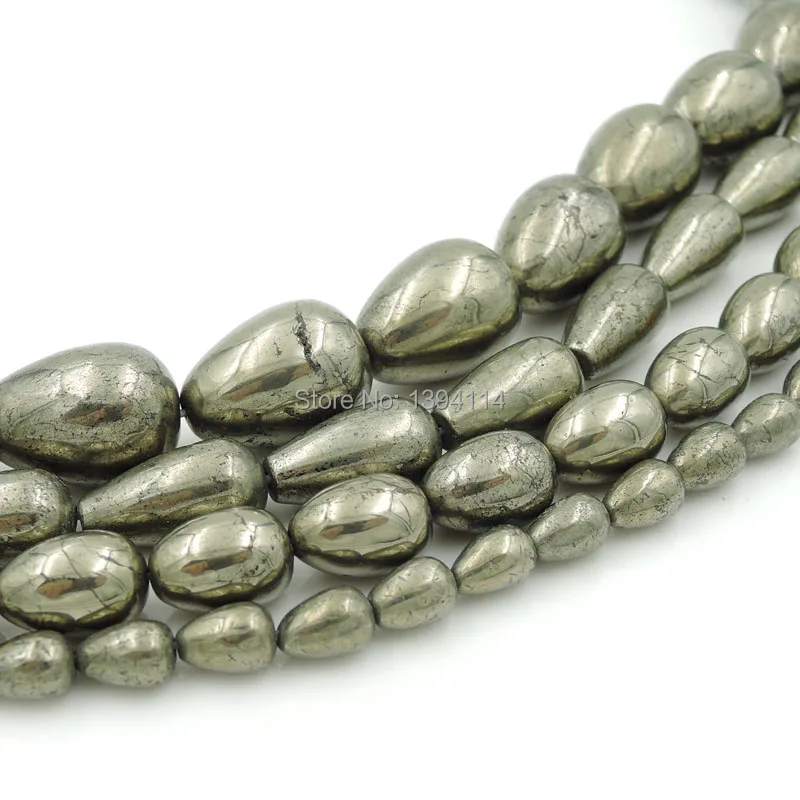 

Natural Pyrite Drop Beads Strand For Making Bracelets Or Necklaces Jewelry