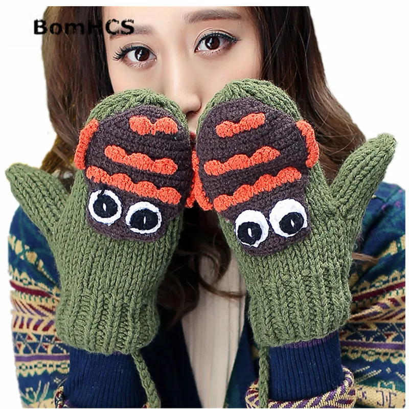 

Cute Animal Women Winter Warm Mittens Handmade Knitted Gloves