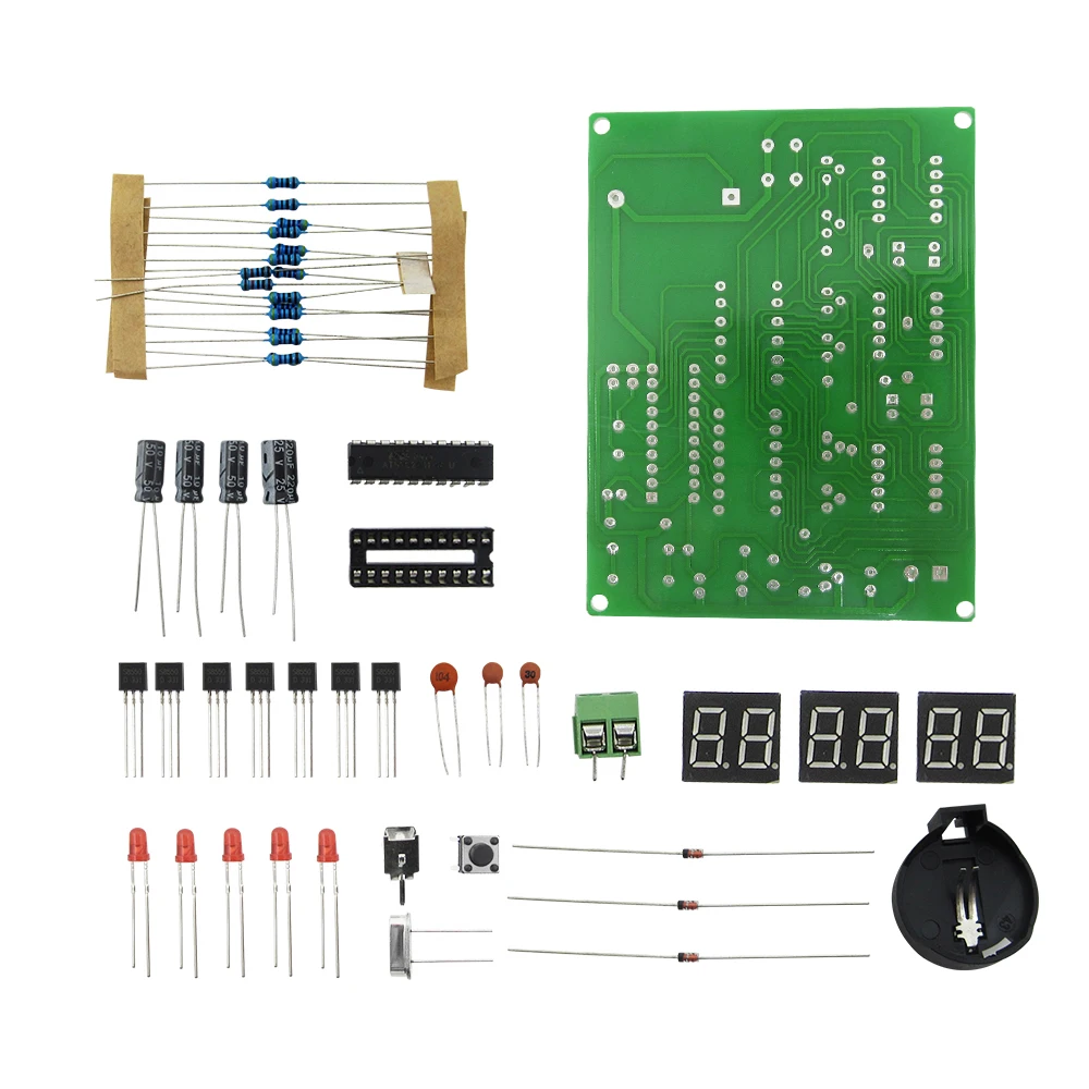 1set DIY Kits AT89C2051 Electronic Clock Digital Tube LED Display Suite Electronic Module Parts and Components DC 9V - 12V