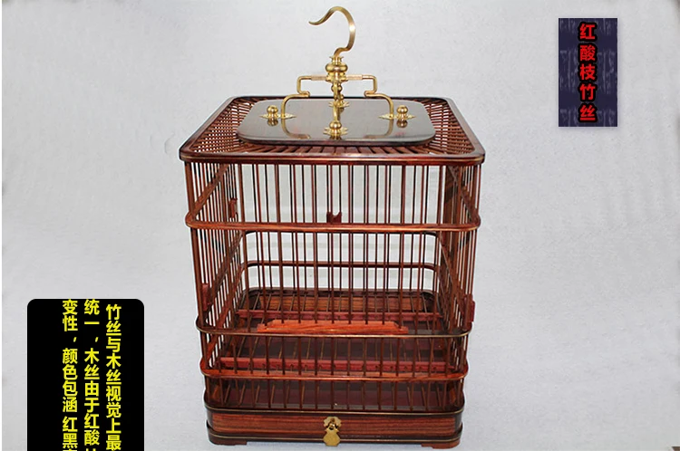 23cm* 23cm *26cm  bamboo bird cage handmade paint birdcage with stainless steel cage hook one sets bamboo bird cage jaula loro