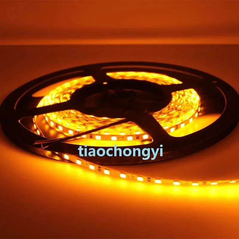 DC12V 5M 2835 SMD 120leds/m 600Leds Yellow Flexible LED Strip  Non-waterproof IP20