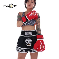 Fluory Men's Boxing Pants MMA  Kickboxing Fight Grappling  Muay Thai Shorts