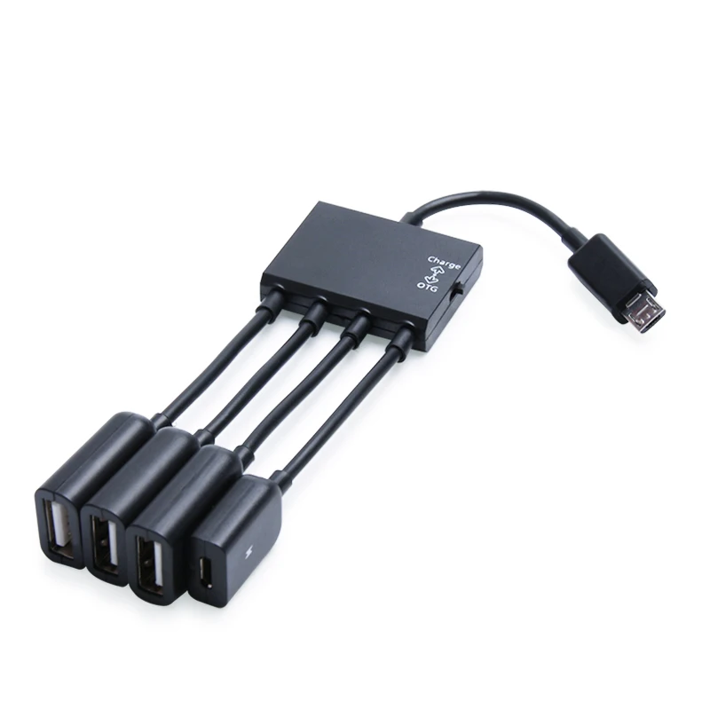 SR 2017 USB OTG Hub Adapter Cable Splitter Connectors 4 Port Micro USB Power Charging Cable