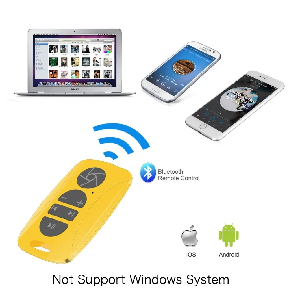 Música bluetooth mídia câmera de controle remoto obturador para ios e android smartphones tablets iphone samsung galaxy s5 s6