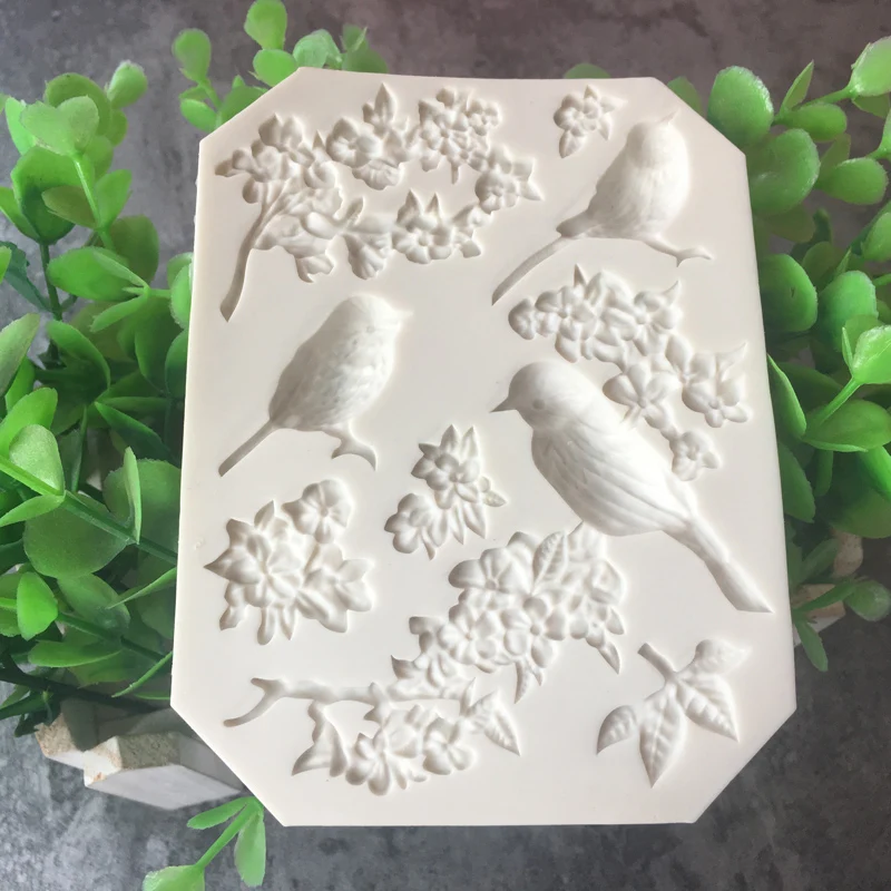 Sugarcraft Bird and Flower silicone mold fondant mold cake decorating tools chocolate gumpaste mold