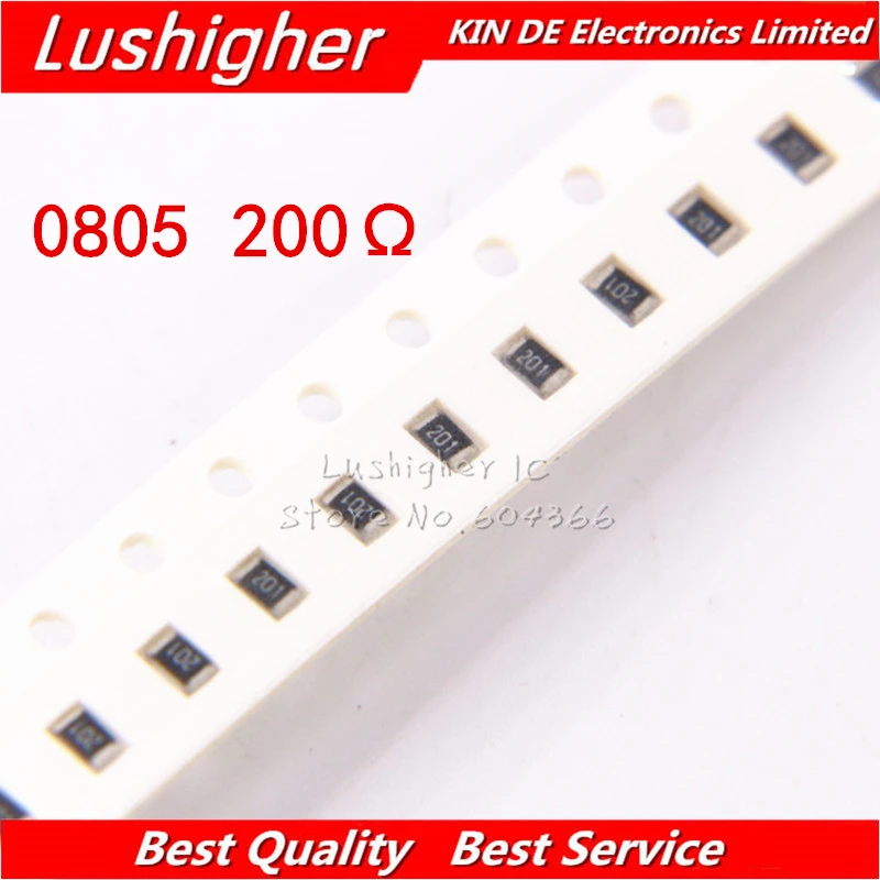 

100PCS 0805 SMD Resistor 5% 200R Ohm 201 200ohm