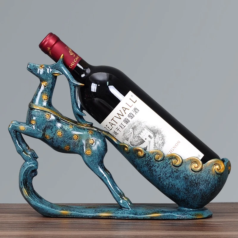 Artigianato creativo resina porta vino rosso cornice cigno cavallo corna di cervo decorazione della stanza figurine di animali in porcellana di