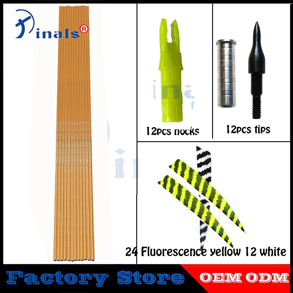 

Pinals Spine 500 Bamboo Skin Carbon Arrows Turkey Feathers 32Inch Shafts 100gr Points Compound Recurve Bow Hunting Archery