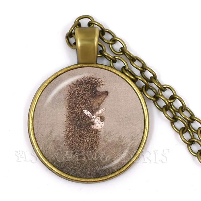 Hedgehog In The Fog Pendant Necklace Men Women Pendant Statement Handmade Fashion Glass Cabochon Necklace Jewelry For Gift