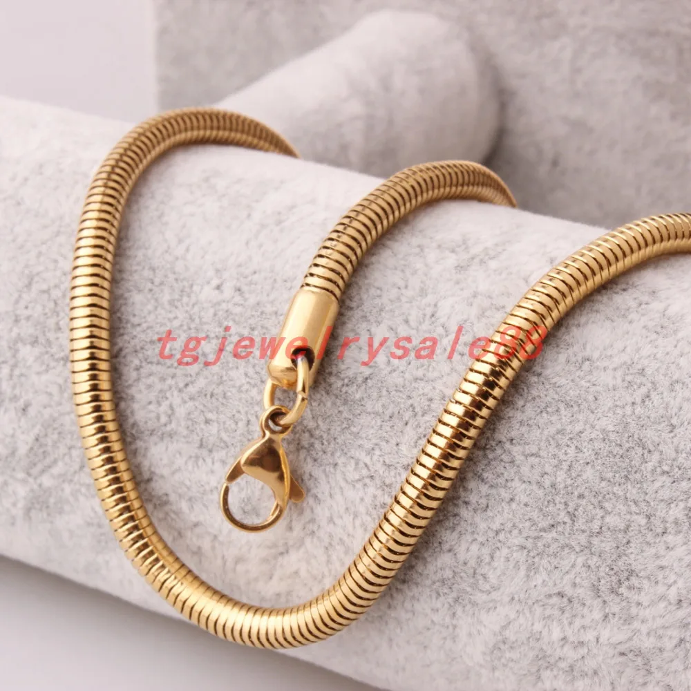 

New Trendy 4.2mm Wide Stainless Steel Snake Herringbone Chain Necklace Choker Gold Color Charm Women Men Neck Punk Jewelry